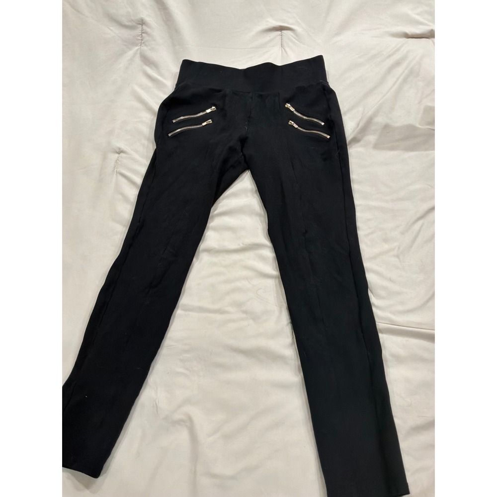 Ci Sono Womens Black Moto Leggings Gold Double Zipper Accents Size Small